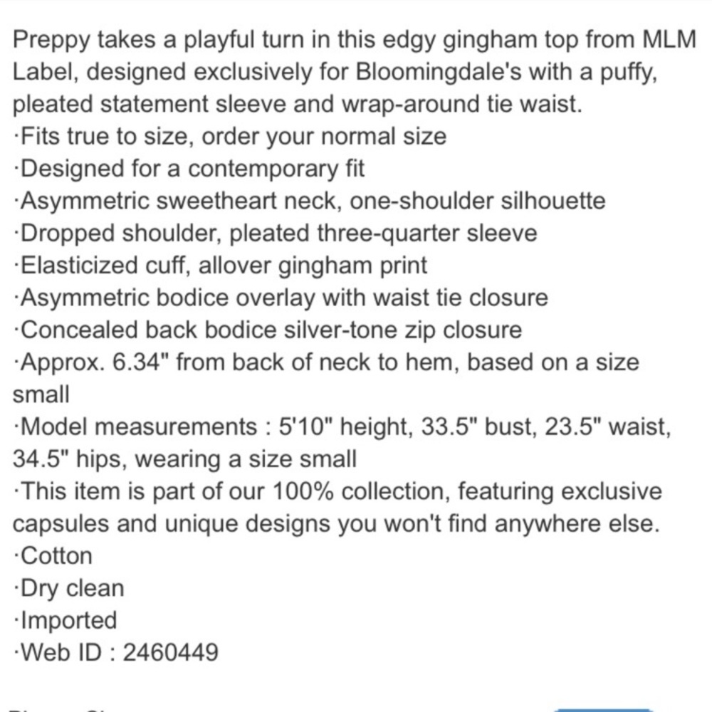 MLM Label Gingham Top - Picture 3 of 9